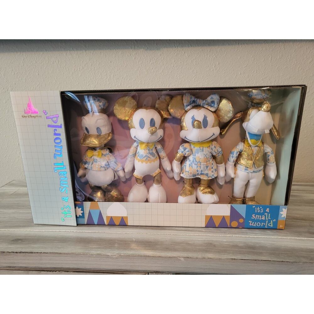 Disney 50th Anniversary It’s a Small World Plush Set Mickey Minnie Donald Goofy